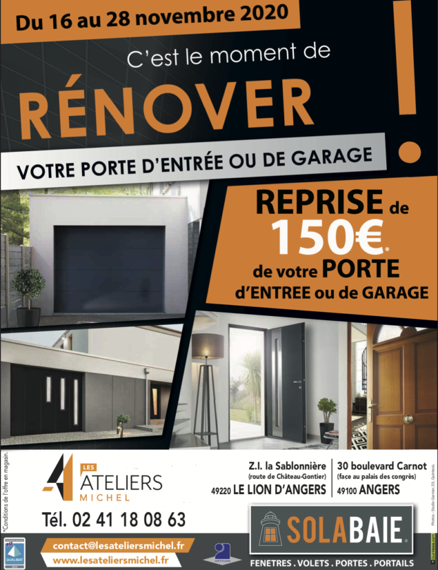 Pose porte de garage ou porte d’entrée à Angers : profitez de l’offre de reprise Solabaie